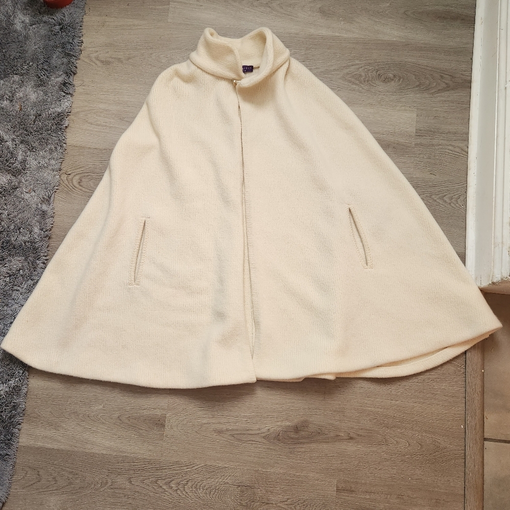 Ralph Lauren Purple Label Cream Wool Cape